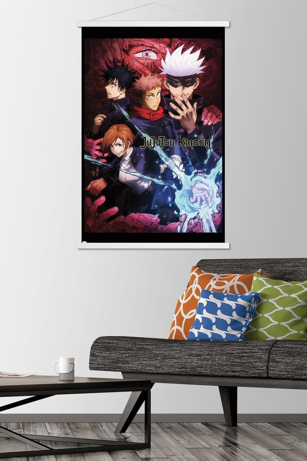 Jujutsu Kaisen – Une feuille 22,375" x 34" Affiche Murale avec Cadre Magnétique en Bois de Hêtre, par Trends International