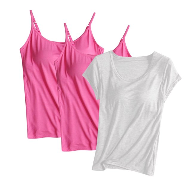 Diufon Lot de 3 Hauts pour Femmes Sans Manches et à Manches Courtes, Blouse Décontractée Ample pour l'Entraînement, T-Shirts Basiques d'Été à Col Rond