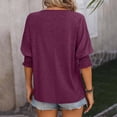 thumbnail image 4 of Timegard Womens Tops V Neck Puff 1/2 Sleeve Comfy Tee Shirts Summer Casual Loose Tops Solid Color, 4 of 6