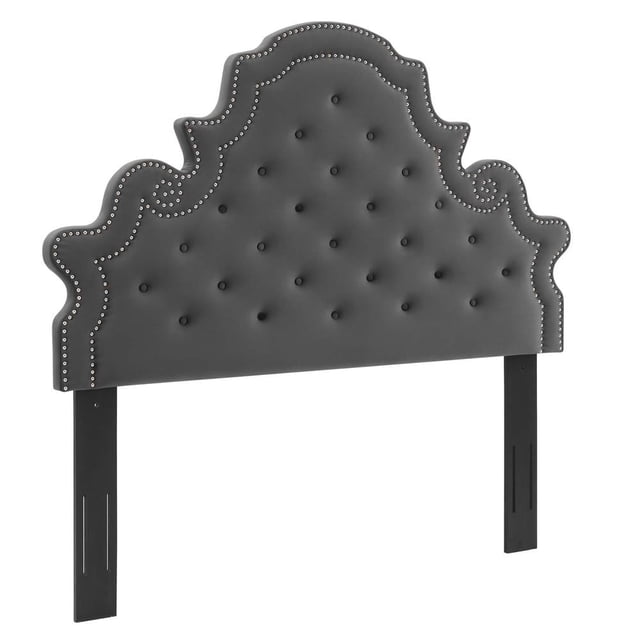 Diana Tufted Performance Velvet Full Queen Headboard Charcoal