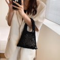 thumbnail image 3 of Cotton Thread Handbags Straw Woven Hollow Net Shopping Beach Vacation Purses, 3 of 8