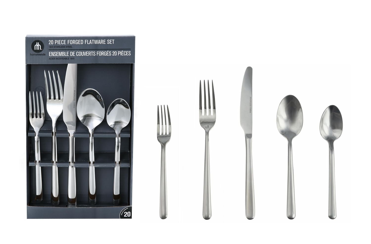 Ensemble de 20 pièces couverts de Hometrends, Argent