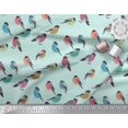 thumbnail image 1 of Soimoi Green Cotton Poplin Fabric Rufous Flycatcher Bird Print Sewing Fabric Yard 58 Inch Wide, 1 of 3