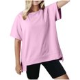 thumbnail image 1 of Plebaso T-shirts Surdimensionnés pour Garçons Filles Manches Courtes Décontractés T-Shirts Unis Enfants Col Rond Hauts Légers, 1 of 5