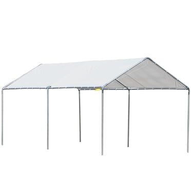 Outsunny 10' x 20' Carport Heavy Duty Galvanized Car Canopy, White