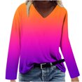 thumbnail image 1 of Hauts à Manches Longues pour Femmes Mode Décontractée Col en V Confortable Haut Imprimé T-Shirt Blouse Hauts Col en V pour Femmes Hauts Décontractés Mode pour Femmes Hauts à Manches Longues, 1 of 4