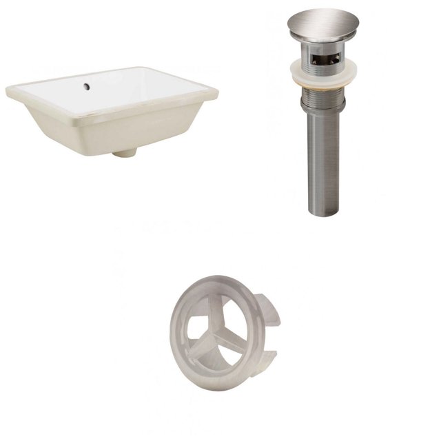 18.25-in. W Rectangle Bathroom Undermount Sink Set In White - Brushed Nickel Hardware - Overflow Drain Incl. AI-20576