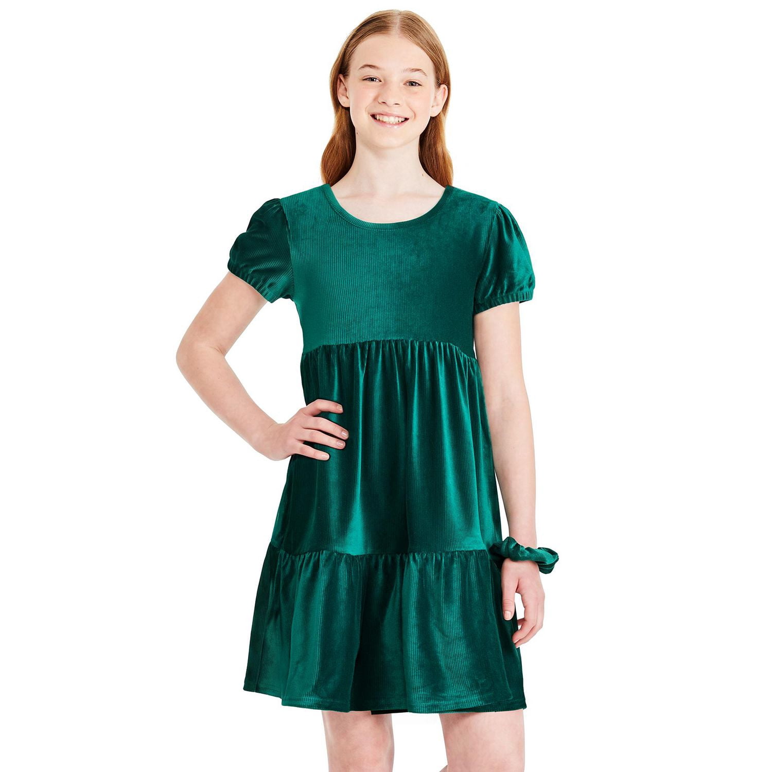 George Girls' Two Piece Tiered Velour Dress Set