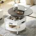 thumbnail image 2 of GUNAITO Round Lift Top Coffee Table with Storage, White, 2 of 7