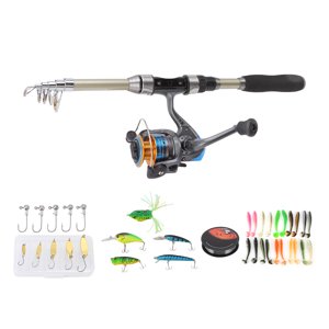 Kit de Pôle de Pêche, Sturdy de Pêche Jeu de Roue Carbone pour le Débutant