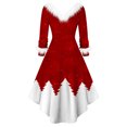 thumbnail image 3 of HKEJIAOI Robe Femme Robe Femme Manches Longues Noël Imprimée Duveteuse Col en V Dos Nu Robe Évasée Économies Liquidation Blanc, 3 of 3