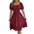 thumbnail image 1 of HomeGardon Liquidation de Robes d'Été! Robes pour Femmes 2025, Robe d'Été Décontractée pour Femme à Manches Courtes, Taille Cintrée, Couleur Unie, P-TG, 1 of 9