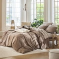 thumbnail image 3 of Bedding Duvet Cover Set Washed Cotton Linen Like Textu Breathable Durable Soft Comfy (Tannish Linen Grey Queen), 3 of 9