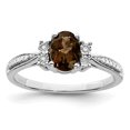 thumbnail image 1 of Bague en Argent Sterling 925 avec Diamant Rhodié et Quartz Fumé, 1 of 2