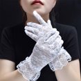thumbnail image 2 of White Women'S Elegant Floral Lace Gloves For Wedding Party Performance Sun Protection Breathable Elastic Stretchable Design In Pure White Shade Total Length 9.06 Inches One Size Fits Most, 2 of 2