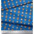 thumbnail image 2 of Soimoi Blue Poly Georgette Fabric Dog Face Cartoon Print Fabric by Yard 42 Inch Wide, 2 of 3