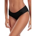 thumbnail image 3 of Ocean Blues Women's Full Coverage Bikini Bottom Mid Rise Ruched Sides Swim Bottoms Black Size 2X-Large, 3 of 7