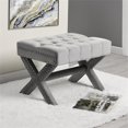 thumbnail image 2 of Posh Living Hazel X-Leg Transitional Velvet & Foam Ottoman in Gray, 2 of 7