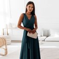 thumbnail image 2 of B91xZ Robes pour Femmes Mode Fendue Cuisse Bretelles Spaghetti Robe Midi Florale, Vert TG, 2 of 5