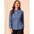thumbnail image 2 of INSPIRE CHIC Chemise à Pois pour Femme à Col Pointu, Manches Longues, Boutonnée, 2 of 6