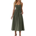 thumbnail image 1 of Yuyuzo Robes pour Femmes Décontractées Robes Maxi Smockées Bretelles Spaghetti Évasées Ligne A Longue Fluide Robe d'Été de Plage, 1 of 5