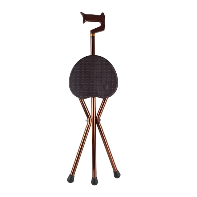 Metal Portable Folding Walking Stick Chair Seat Stool Travel Cane Chair