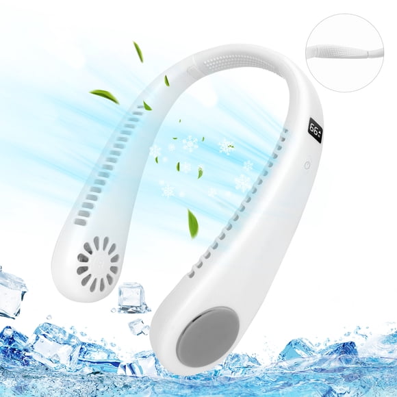 Neck Fan, Bladeless Neck Fan, USB Rechargeable Personal Fan, 4000 mAh Battery Operated Neck Fan, 4 Speeds Adjustable,Faster Cooling, Ultra Quiet, Suitable for Home, Office, Travel, Sports