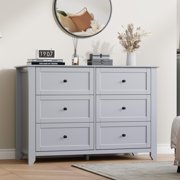 BeesClover 6 Drawer Dresser for Bedroom, Black Dresser with Deep Drawers & Metal Knobs, Large Modern Wooden Chests of Drawers for Entryway