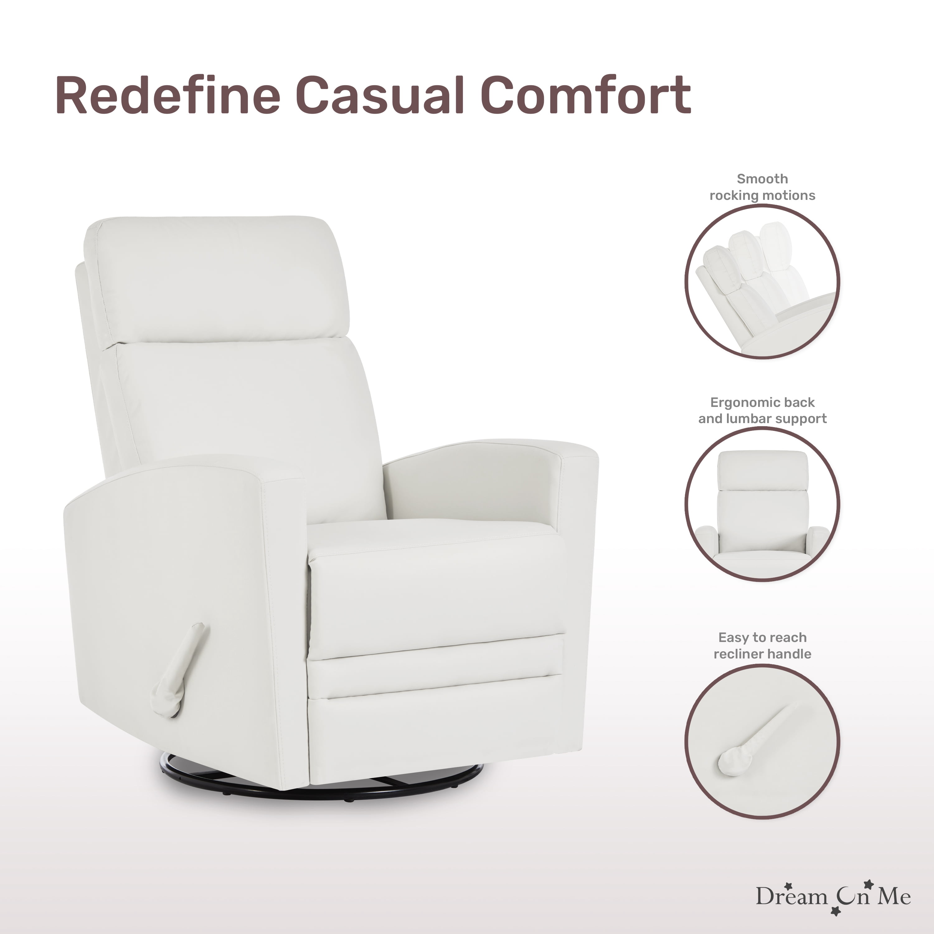 Dream On Me Chatham Plus, fauteuil pivotant et inclinable en simili cuir
