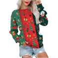 thumbnail image 1 of Chandails à Capuchon pour Filles Hauts Décontractés de Mode pour Femmes Manches Longues de Noël Imprimé Col Rond Couverture Chandail à Enfiler Chandails à Enfiler Chandails pour Adolescentes en Liquidation, 1 of 4