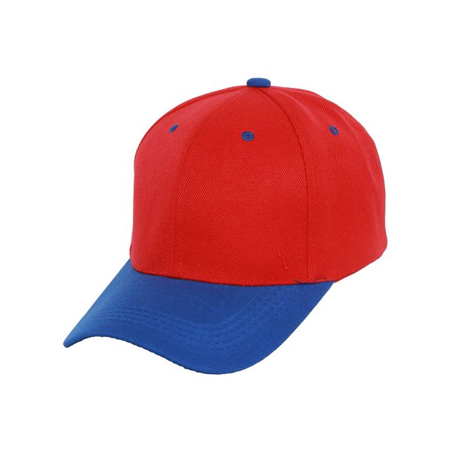 Casquette de Baseball Bicolore Ajustable, Rouge Bleu Royal