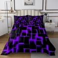 thumbnail image 1 of Erosebridal Neon Geometry Coverlet Set King,Stereoscopic Gradient Plaid Bedding Set,Kids Room Decorative,Ultra Soft,3 Pieces, 1 of 5