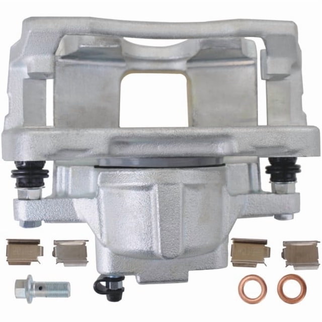 Cardone Brake Caliper 2C-5486 OE Replacement; Dual 2.358 Inch Piston Caliper; Without Brake Pads; Zinc Plated; Silver; With Mounting Brackets/Hardware