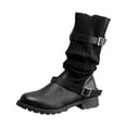 thumbnail image 2 of Bottes Chaussettes pour Femmes Automne Hiver à Talon Carré, Talon Bas, Mi-Mollet, avec Boucle de Ceinture, 2 of 5