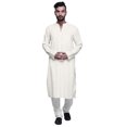 thumbnail image 1 of Atasi Kurta à Manches Longues pour Hommes en Coton Satin Uni Col Mandarin Chemise Décontractée, 1 of 7