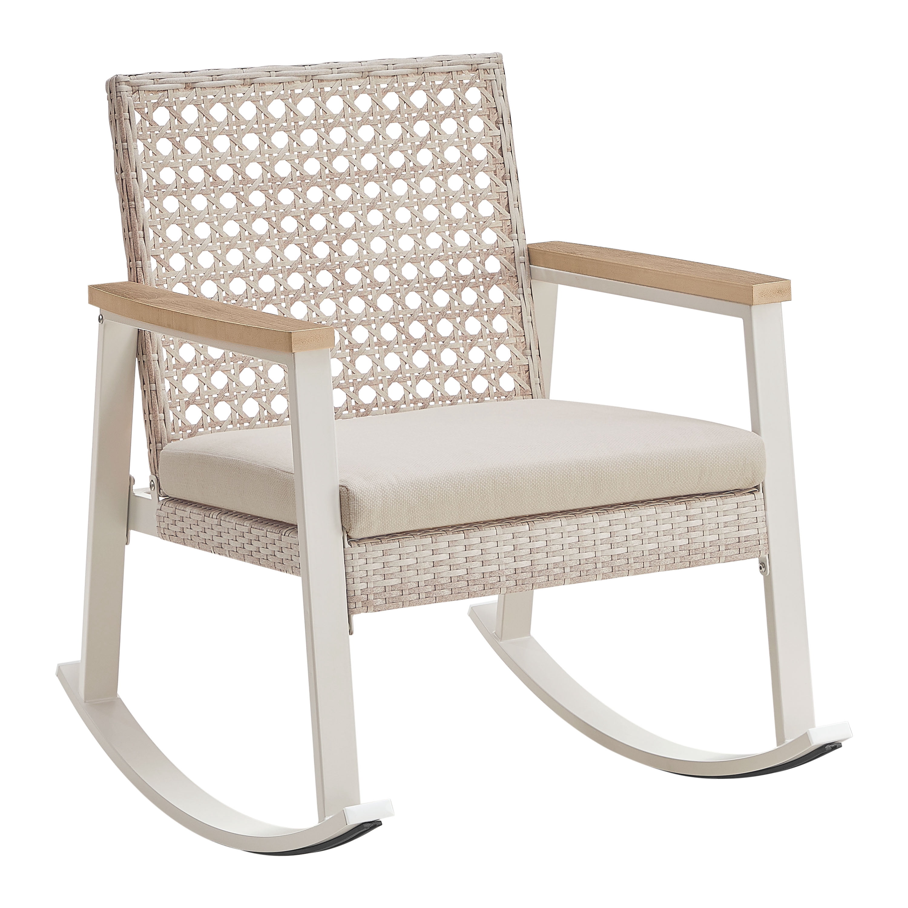 SONGMICS HOME Collection Sencillo Ensemble de fauteuils à bascule 3 pièces en acier pour l'extérieur, Couleur Os