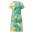 thumbnail image 4 of JIRNDf Robes de Printemps pour Femmes 2025 Tendance à Imprimé Floral Col Rond Vacances Basique Confortable Stylée Féminine Robes d'Été pour Femmes Plage Boho Robe Vert TG, 4 of 4
