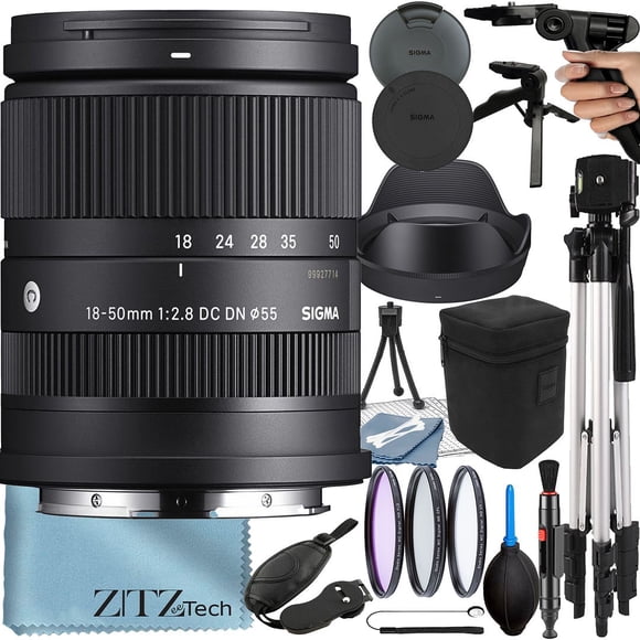 Sigma 18-50mm f/2.8 DC DN Contemporary Lens (Sony E) + Filter Kit + Tripod + ZeeTech Accessory Bundle