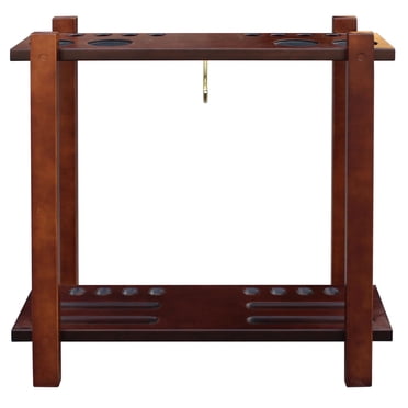 Classic Floor Billiard Pool Cue Rack - Antique Walnut Finish