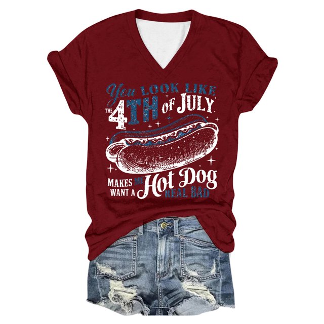 TSADFHJI T-Shirt de Noël pour Femmes en Coton Col Rond Imprimé Lettre Manches Courtes Col Rond T-Shirt Haut TG Rouge
