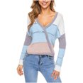 thumbnail image 1 of RKSTN Chandails pour Femmes Mode Décontractée Manches Longues Contraste de Couleur Patchwork Chandail Blouse Automne Chandails, 1 of 4