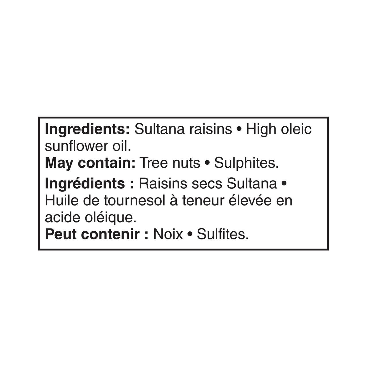 Raisins secs Sultana sans pépins Great Value 375g