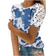 thumbnail image 2 of TopLLC Women's Plus Size Tops Short Sleeve Crewneck T Shirt Loose Fit Lace Stitching Shirts Solid Hollow Out Ruffle Tunic Tops, 2 of 5