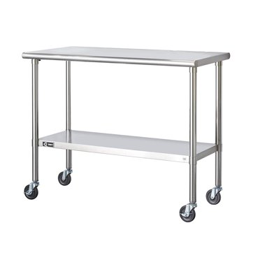 TRINITY – Table de préparation EcoStorage en acier inoxydable, homologuée NSF, avec roulettes