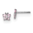 thumbnail image 1 of 14K White Gold Madi K Polished Pink CZ Butterfly Post Earrings, 1 of 2