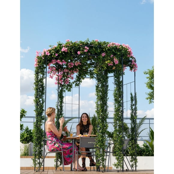 Heavy Duty Black Metal Garden Arbor Pergola Birdcage-Shaped Outdoor Trellis – Ideal for Climbing Plants, Vines & Roses – Decorative Fence Archway for Weddings, Patio, Backyard, Ceremony