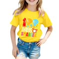 thumbnail image 1 of PMVFHDE Hauts Mignons pour Fille 2025 T-Shirt Robe Filles Hauts d'Été 2025 Maillots de Bain Filles Hauts Garçon et Fille Mode Décontractée Imprimé Col Rond Manches Courtes T-Shirt Haut Jaune, 11-12 Ans, 1 of 4