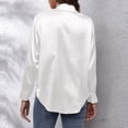 thumbnail image 4 of adviicd Hauts d'Entraînement pour Femmes Hauts Col Rond Décontractés Manches Longues Chemises Amples en Chiffon Blouses Unies Blanc,TG, 4 of 5