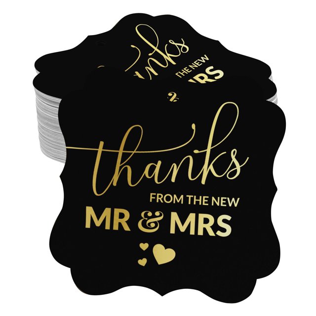Inkdotpot Real Gold Foil Bracket Shape Paper Hang Tags Thanks From The New Wedding Favor Tags Pack Of 100