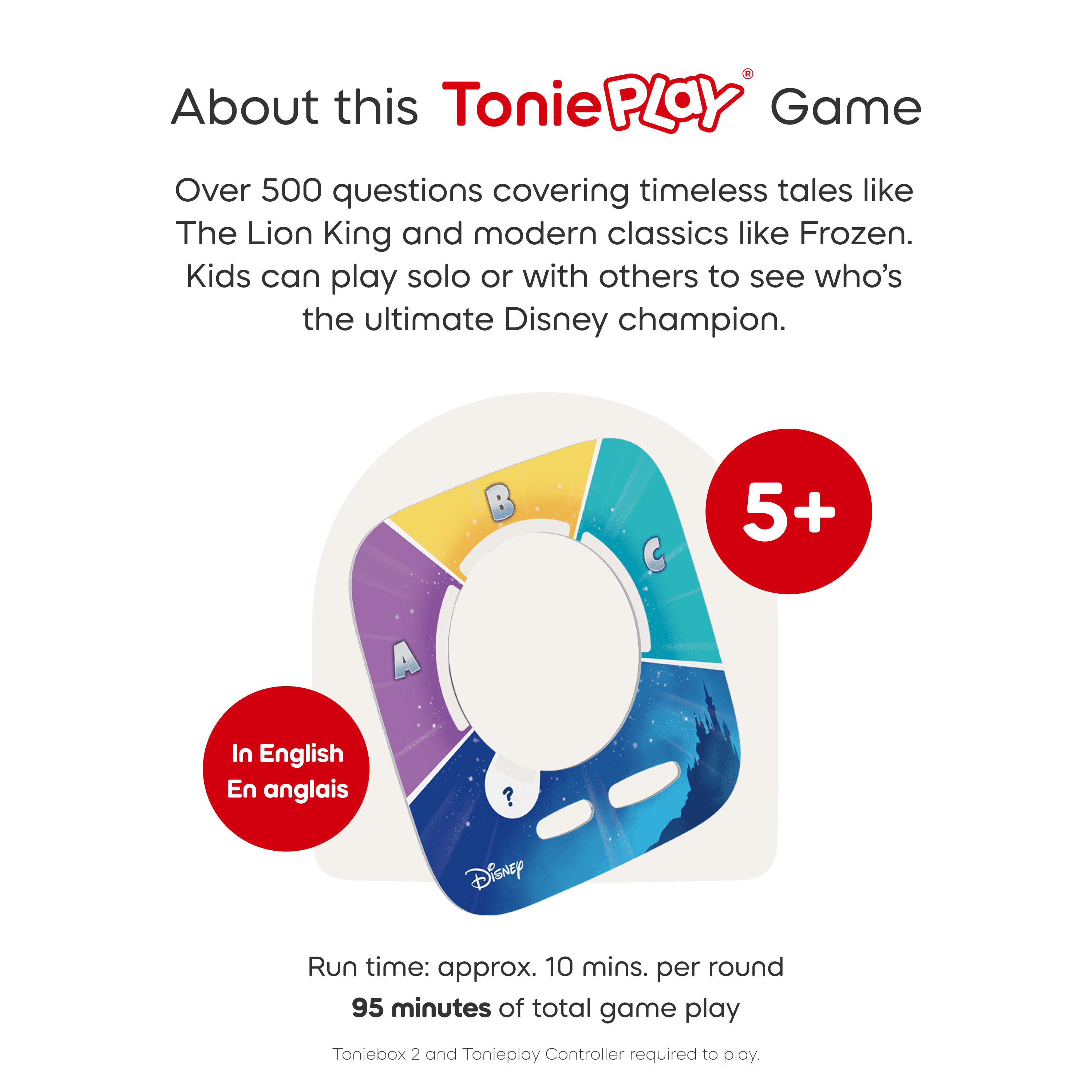 tonies Tonieplay Ensemble: Disney Jeu-questionnaire du Royaume (Anglais)